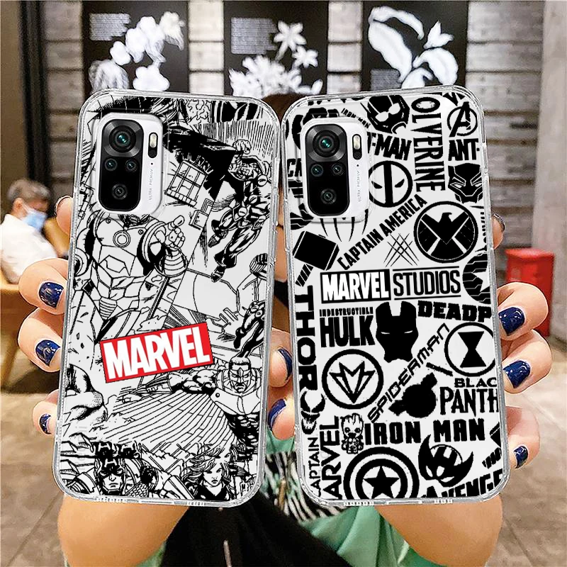 

Marvel Iron Man Avengers Art Phone Case For Xiaomi Redmi Note 12 11E 11S 11 11T 10 10S 9 9T 9S 8 8T Pro Plus 5G 7 Transparent