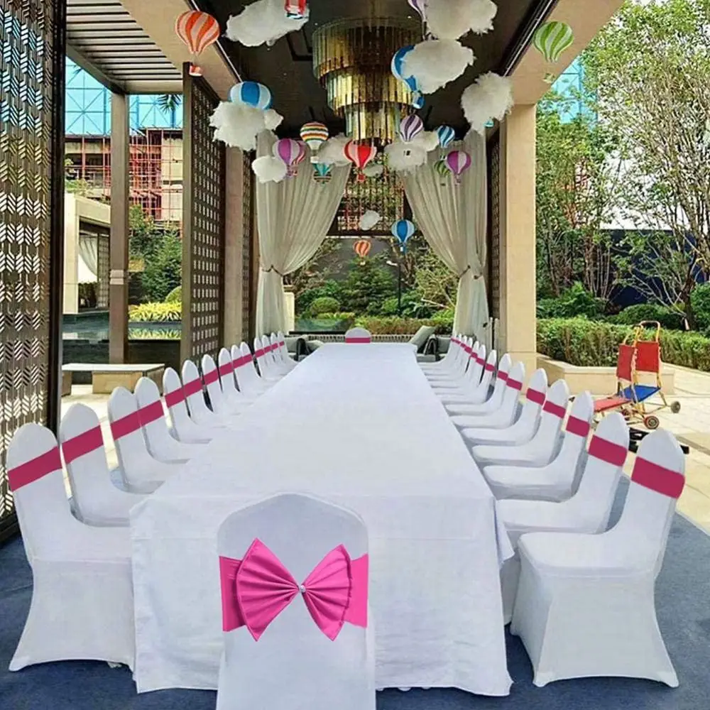 

Seat Cover Tie Wedding Decoration Ribbon Events Banquets Chair Back Decor Chair Bows Sashes Wedding Reception Supplies