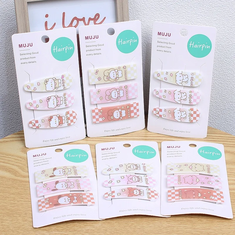 

Детская заколка для волос Sweet Sanliou, Корейская версия, новый цвет, боковая заколка для девочек, 3 комплекта мультяшных зажимов для челки