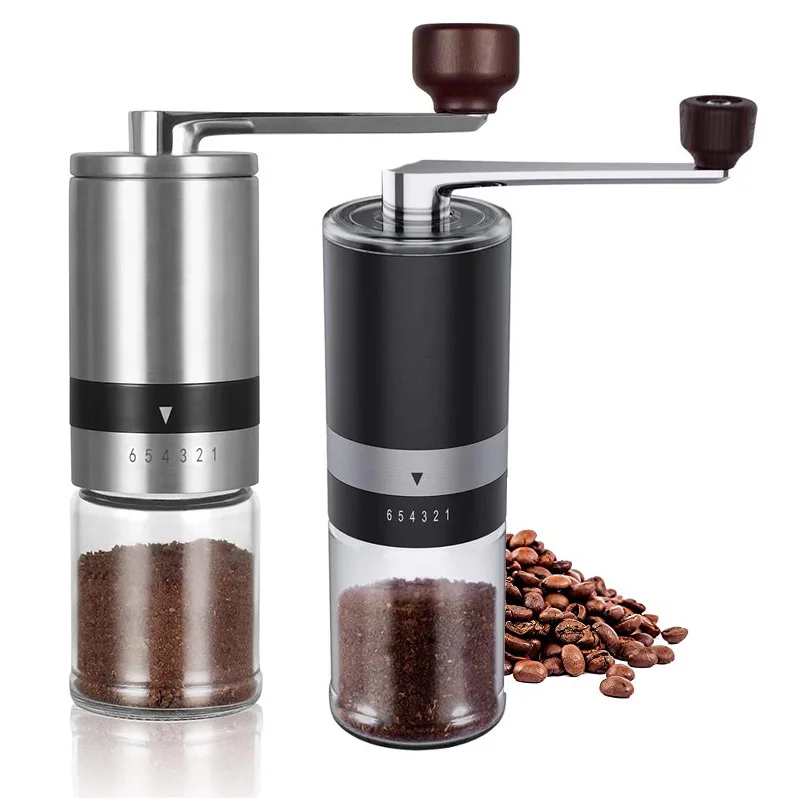 

Adjustable Portable Manual Coffee Grinder Stainless Steel Handmade Coffee Bean Burr Grinders Mill 6 Speed Regulations Grinders