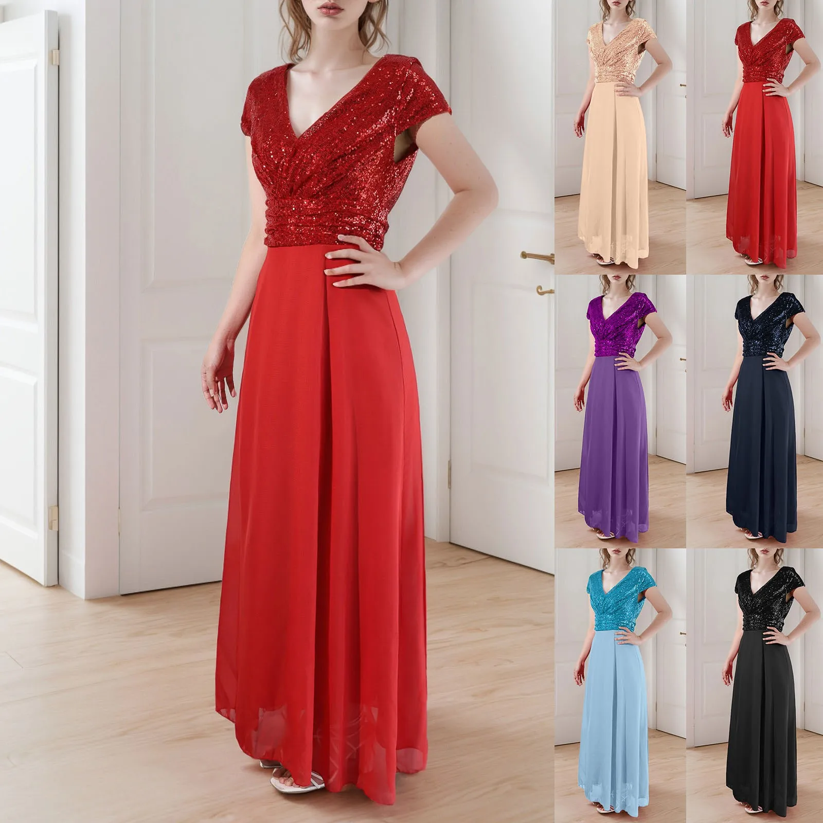 Новинка 2024 осенняя женская одежда платье без рукавов с v-образным вырезом и