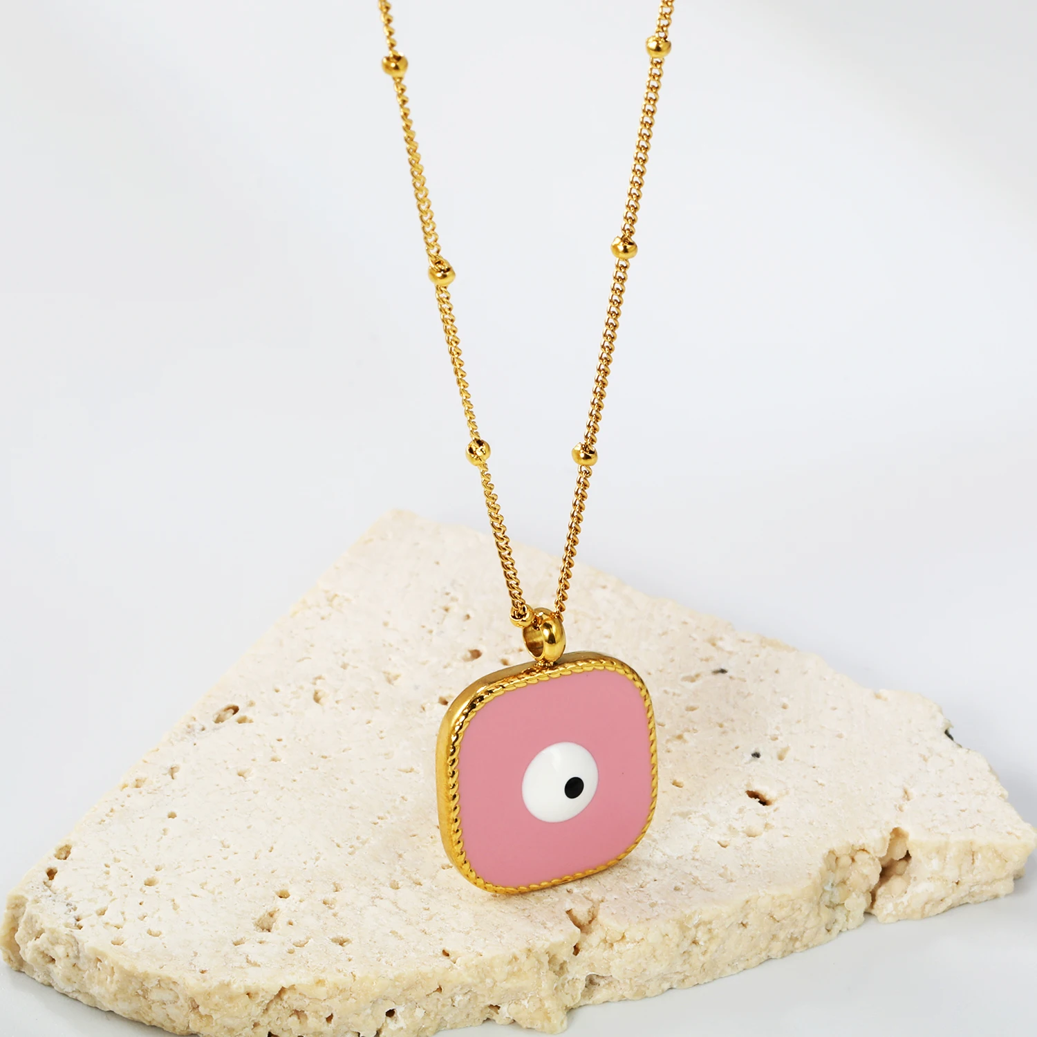 LUXUSTEEL красочное ожерелье с подвеской для женщин квадратная капельная масляная