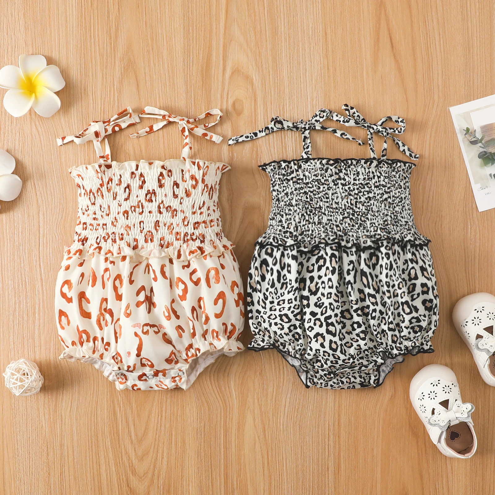 

0-18M Newborn Infant Baby Girl Romper Summer Leoaprd Ruffle Jumpsuit Playsuit Sleevelss Clothing Costume