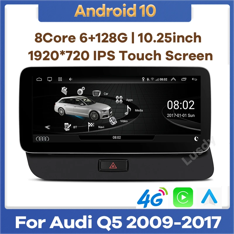 

10.25" Android 10 8Core 6G 128G Car Radio Multimedia Player GPS Navigation for Audi Q5 2009-2017 Stereo CarPlay Video Screen