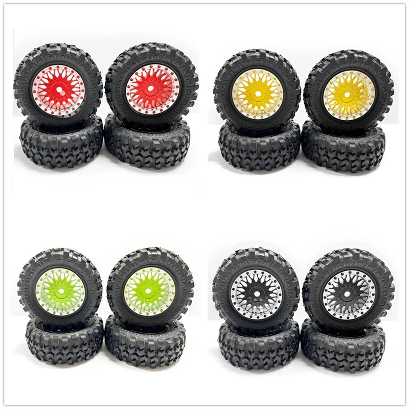 

4PCS 1.0 Tires and Metal Beadlock Wheel Rims Set for 1/24 RC Crawler Car Axial SCX24 FMS FCX24 Enduro24 Parts, Green