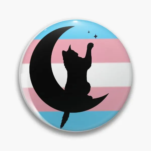 Trans Pride Moon Cat Мягкая пуговица Булавка для лацкана Ювелирные изделия Любитель