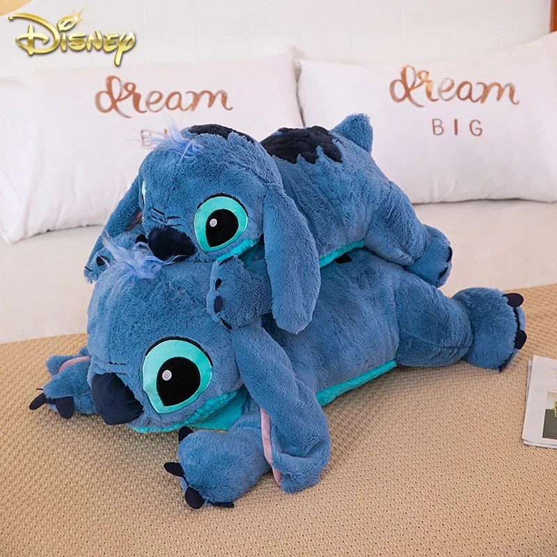 

Disney 45/60/80cm Stitch Doll Plush Toys Lilo&Stitch Plush Stuffed Doll Soft Pillow Prone Posture Dark/Light Blue Cute Toy Gifts