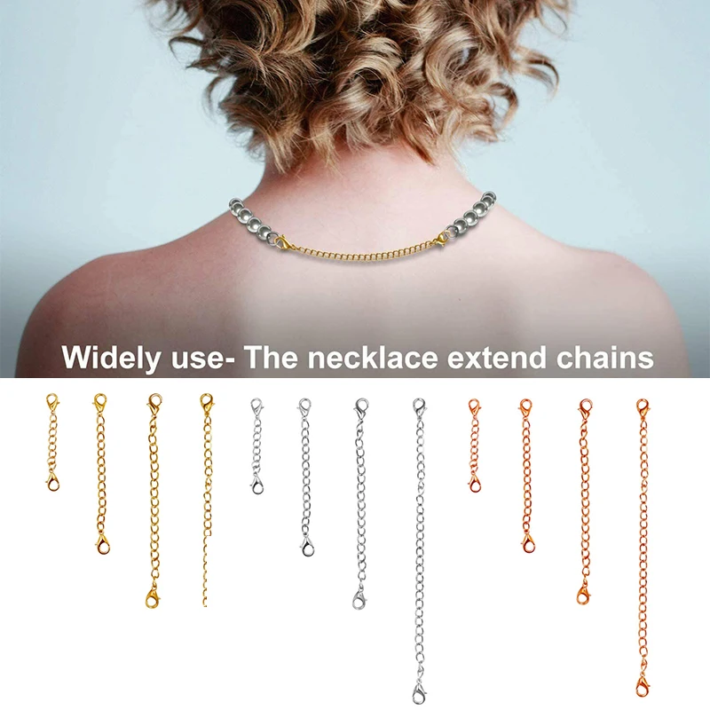 

2/3/4/6inch Safety Chain Extender Necklace Bracelet Lobster Lock Stainless Steel Durable Gold Silver DIY Jewelry Accessory Gift