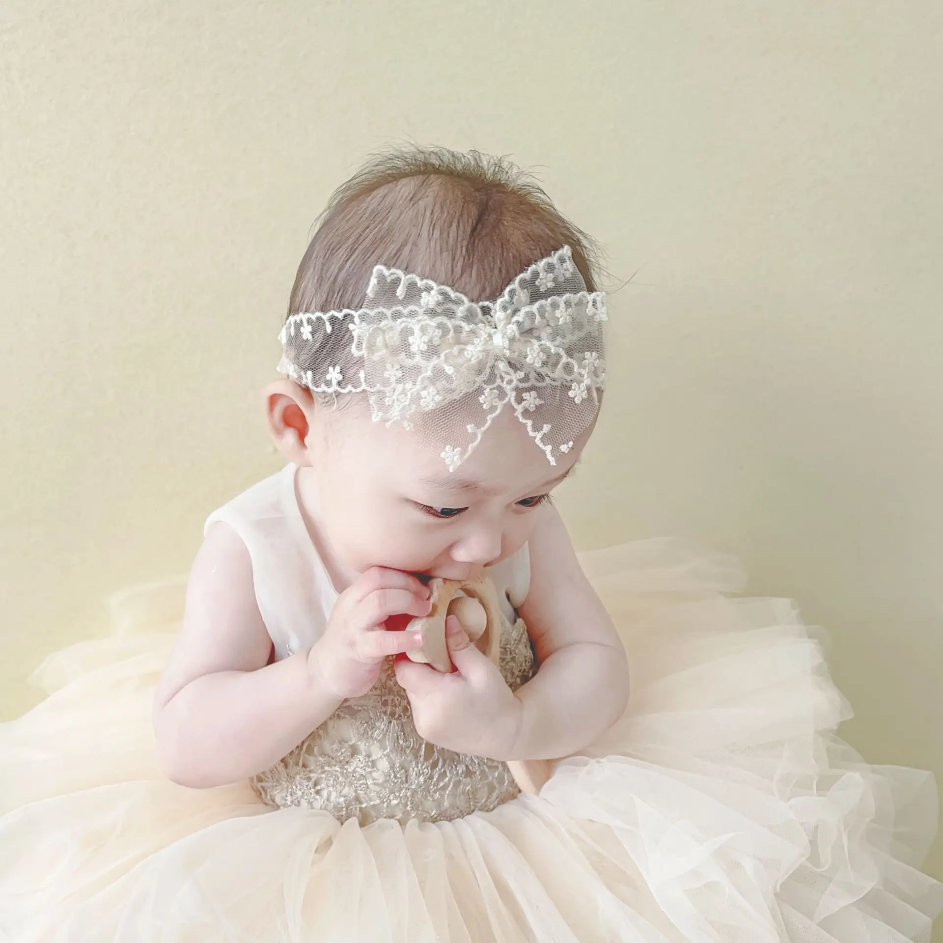 

Princess Lace Florwer Bow Baby Headband Elastic Girl White Hair Bands Newborn Infant Floral Bowknot Turban Kids Hair Accessories