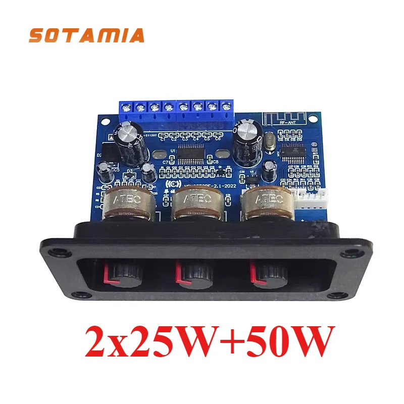 Фото SOTAMIA Bluetooth 5,0 усилитель мощности аудио плата 2x25 Вт + 50 Вт домашний кинотеатр 2.1 усилитель сабвуфера звук динамик Amplificador №1
