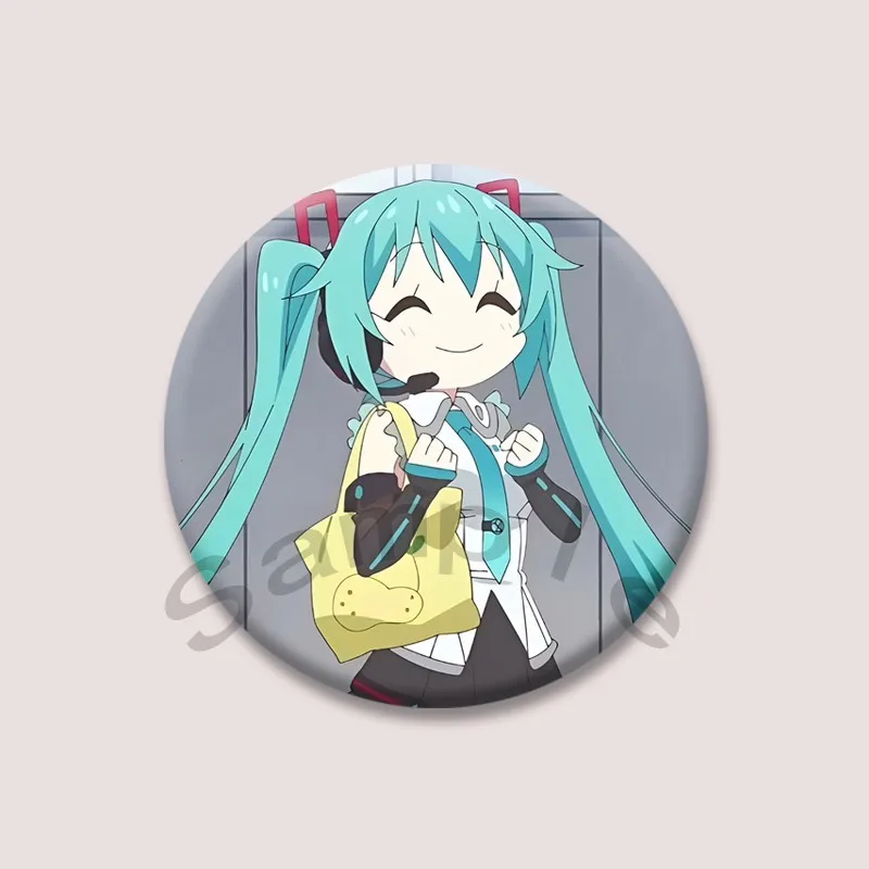 Kawaii Virtual Singer Mik значок круглой формы защелкивающаяся мультяшная брошь