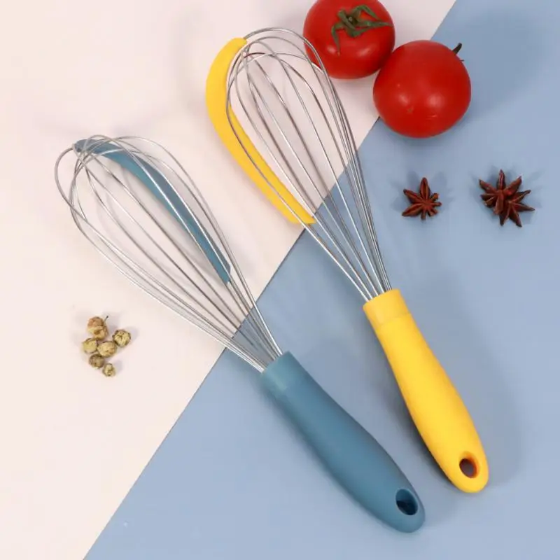 

304 Stainless Steel Silicone Whisk Manual Whisk Non-slip Easy To Clean Whisk Milk Frother Kitchen Cooking Baking Gadgets