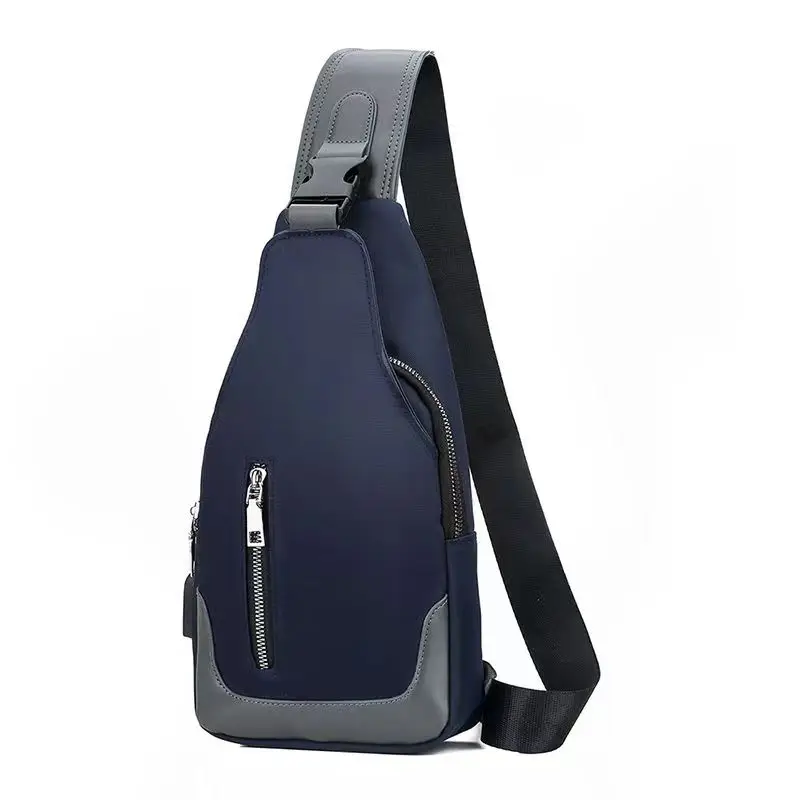 Men's Chest Bag Solid Color Men Chest Bag Outdoor Casual Messenger Bags Crossbody Bag USB Charging Waist Bag Sports Shoulder Bag