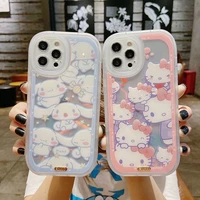 sanrio cinnamonroll hello kitty luxury laser phone cases for iphone 13 12 11 pro max xr xs max x girl anti drop soft tpu shell