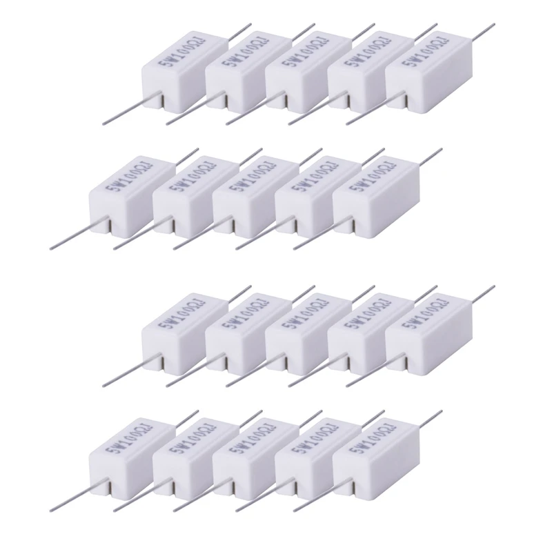 20X проволочные керамические цементные резисторы 100 Ом 5 Вт ватт 5%