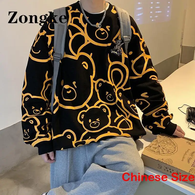 

Zongke Мультфильм пуловер свитшоты мужская одежда корейская уличная одежда свитшот для мужчин одежда 2XL 2023 Весна новое поступление