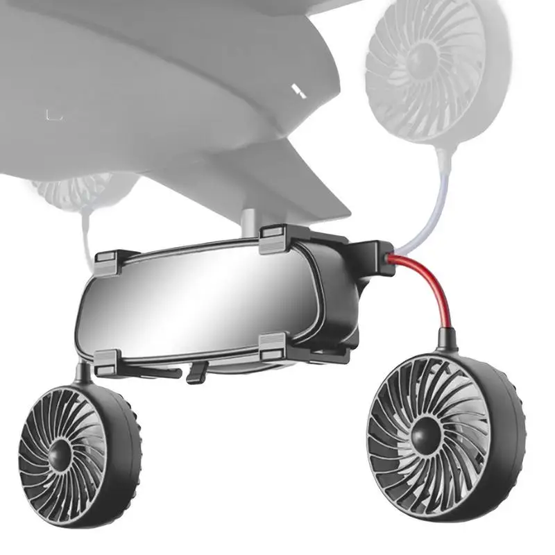 

Автомобильный Вентилятор для зеркала заднего вида, портативный USB-вентилятор с двойной головкой, вращающийся на 360 градусов кулер для зеркала заднего вида, автомобильные аксессуары