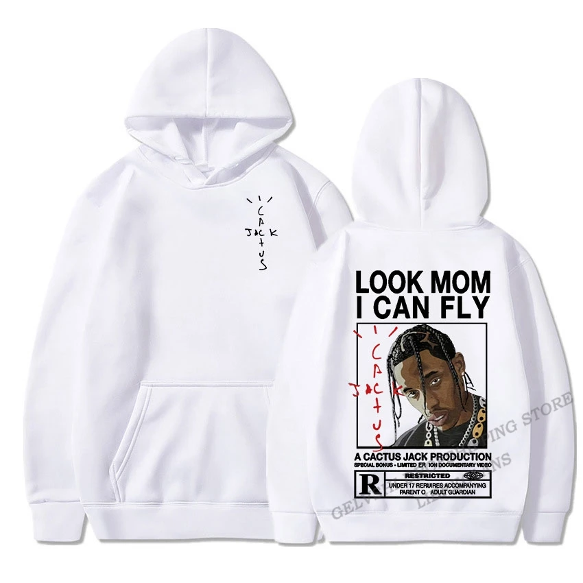 

LOOK MOM I CAN FLY Travis Scott Printed Hoodie Men Fashion Coat Hip Hop Rapper Sweats Pullovers Cactus Jack Men's Women Hoodies