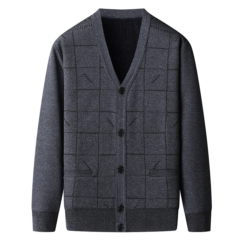 New V Neck Knitwear Fashion Cardigan Men  Print Smart Causal Warm Knitting Cardigan Coat Men Sweater Knitted Jacket Coat Mens