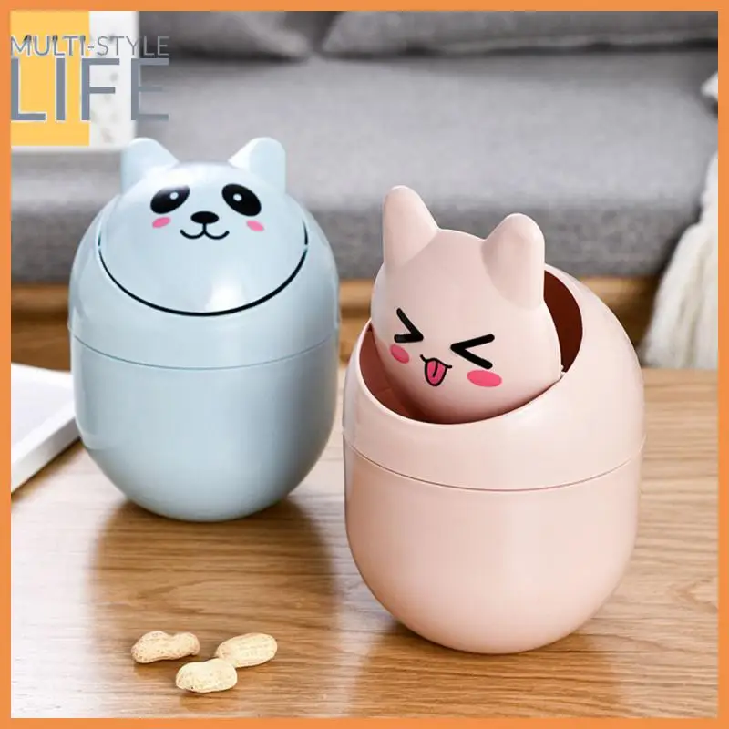 

Crocker Type Lid Opening Trash Can Split Design Mini Shape Mini Trash Can Small And Convenient Cartoon Desktop Mini Trash Can