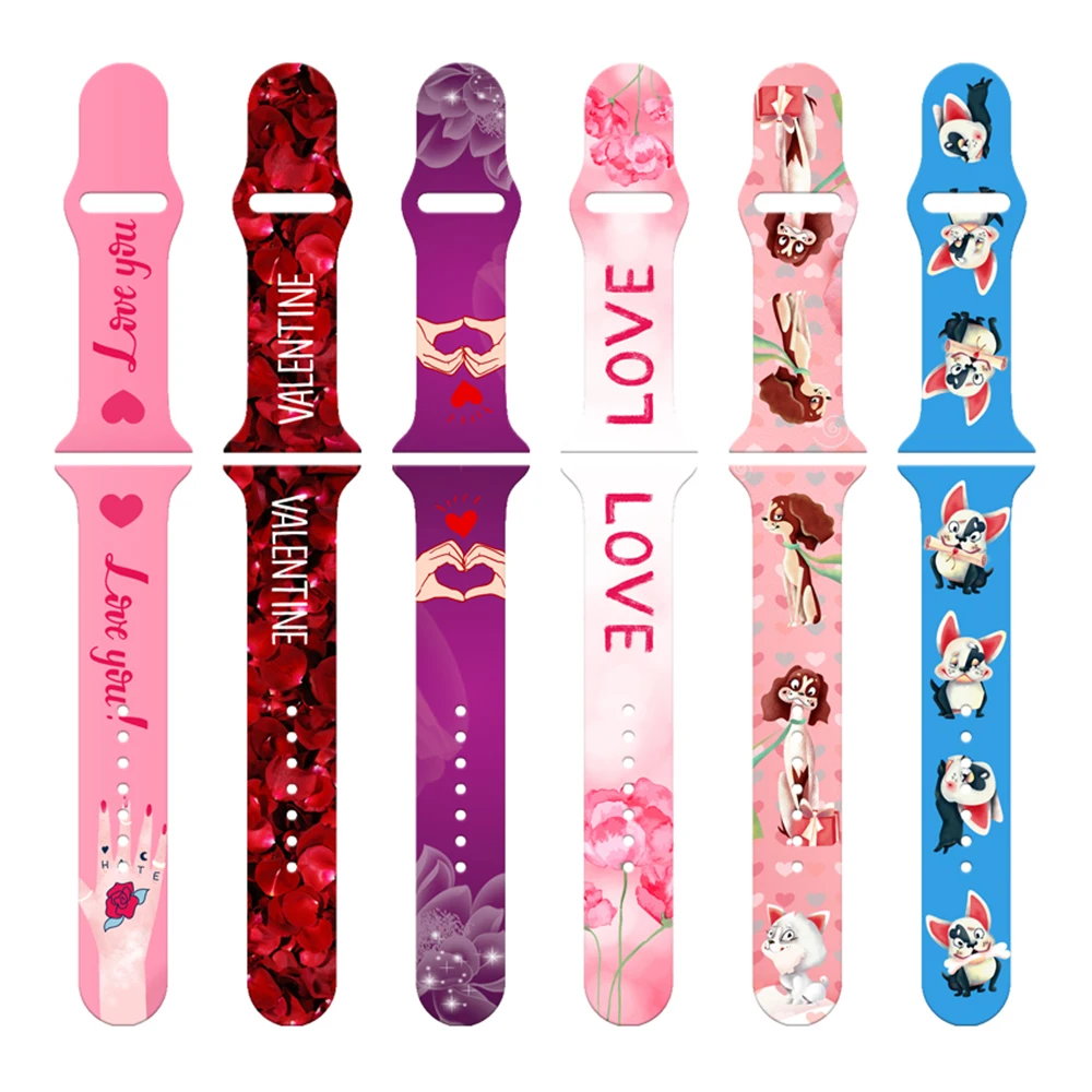 

Ремешок силиконовый для Apple Watch 8 7 6 SE 5 4 3, сменный Браслет для iWatch 45 мм 42 мм 40 мм 38 мм, ограниченная серия на День святого Валентина