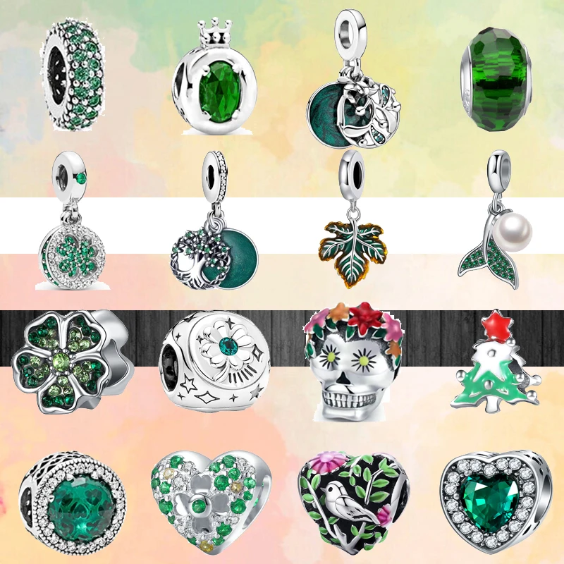 Подвеска-Шарм сделай сам для браслета с зелеными листьями деревом сердцем