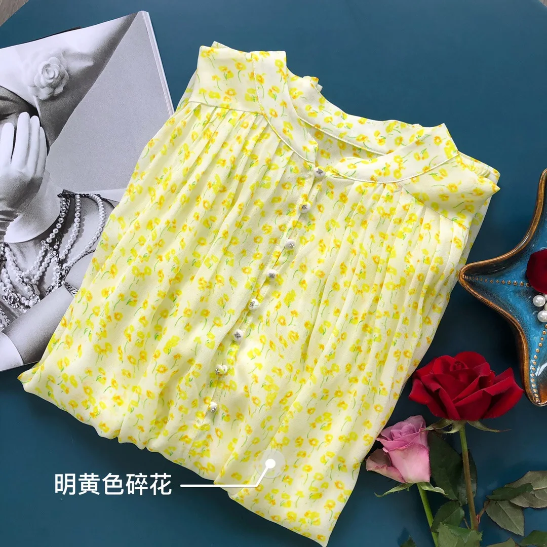 

Топ оверсайз, новинка 2022, тонкая прозрачная рубашка с длинным рукавом, женская блузка с принтом, шикарные блузки с рукавами-фонариками высок...