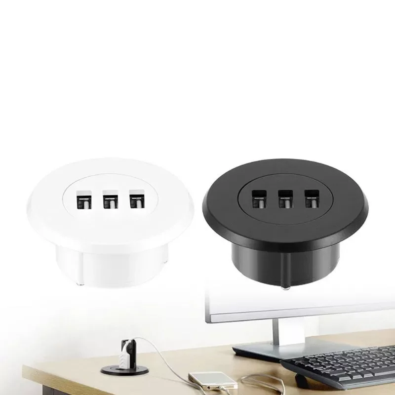

Grommet Hole In-Desk Mounting 3 Ports USB 2.0 Hub For Laptop PC Computer