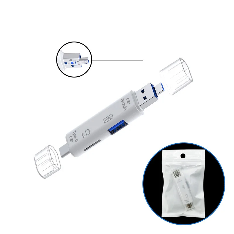 Фото 5 в 1, многофункциональный Usb Type C/Usb /Micro Usb/Tf/SD кардридер памяти №4