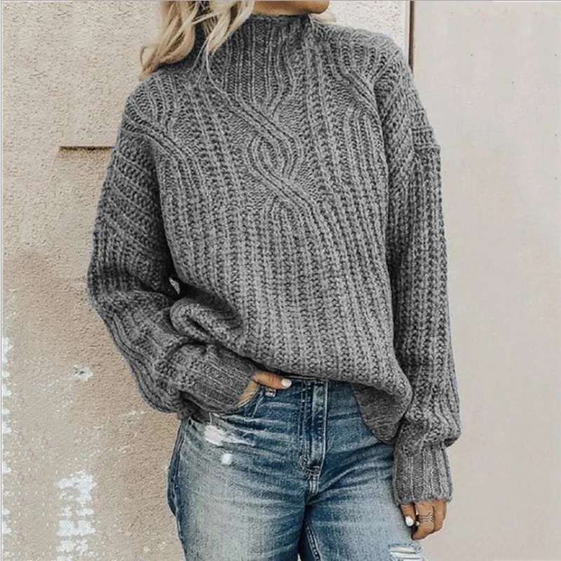 

2023 New Turtle Neck Twist Pullover Sweaters Women Solid Color Long Sleeve Knitwear Jumper for Women