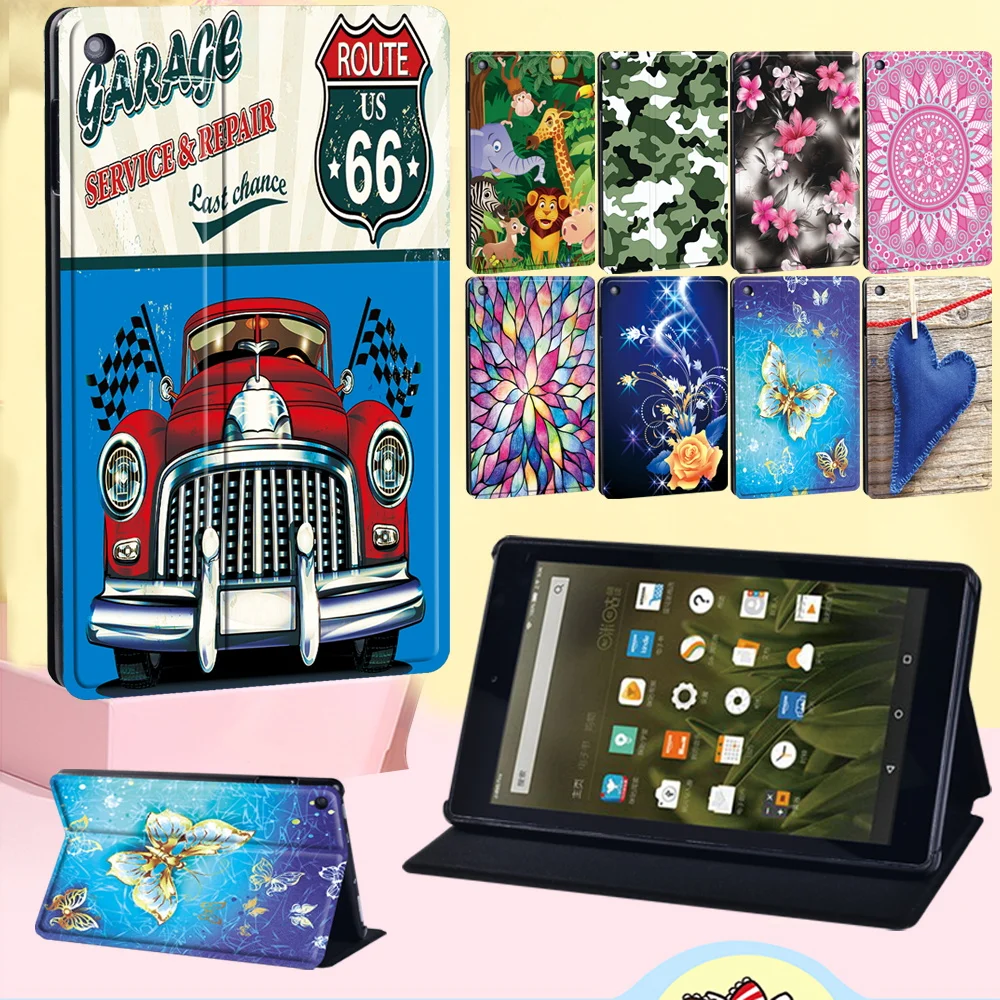 

Folio Tablet Case for Fire HD 8 Plus 2020/Fire 7/HD 8/HD 10 Oldimage Series Anti-fall Shell Leather Stand Cover + Free Stylus