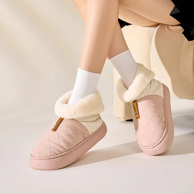 

2023 г., новые меховые тапочки зимняя теплая женская домашняя хлопковая обувь плюшевые тапочки на мягкой платформе 4 см женские шлепанцы без застежки