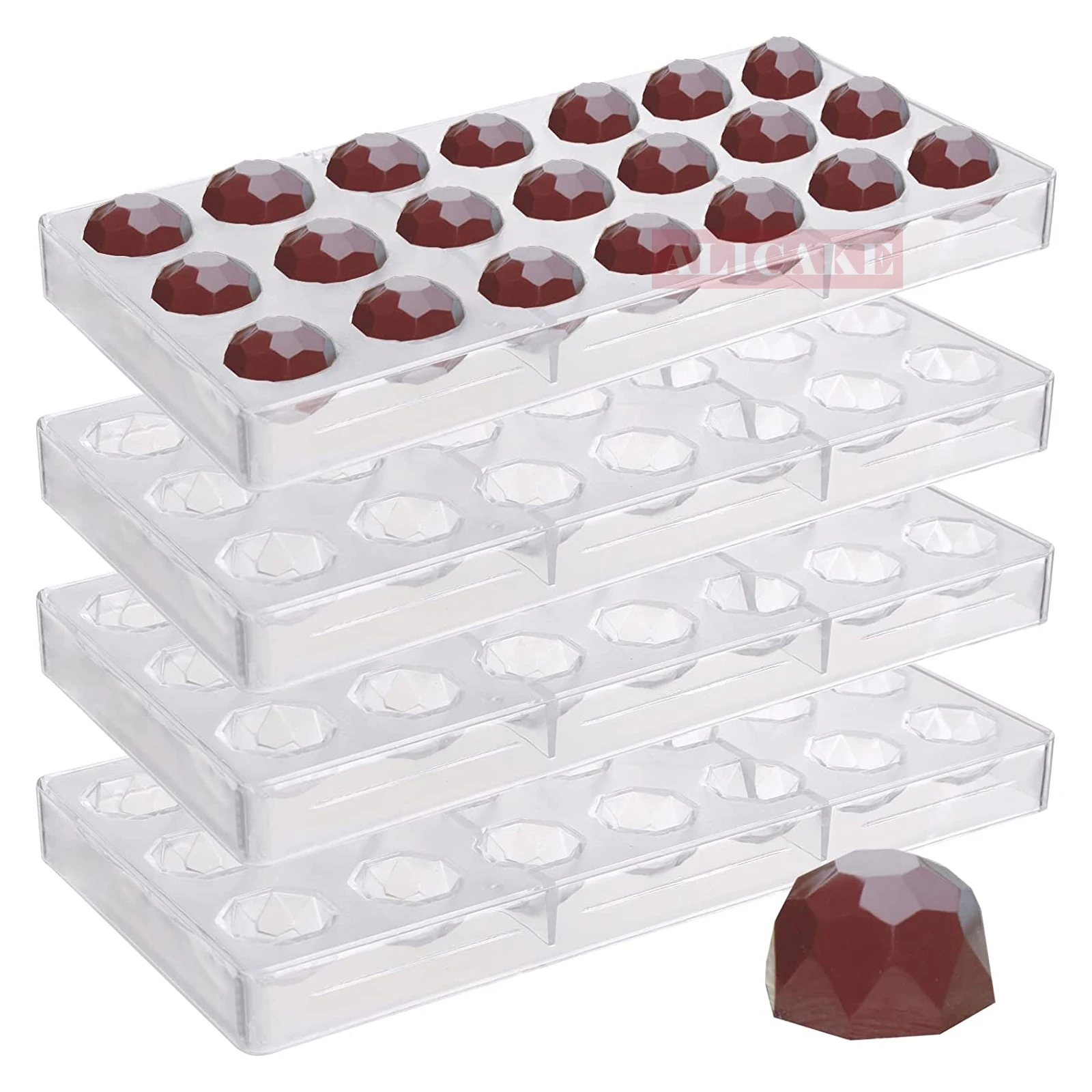 

4Pcs Set Polycarbonate Chocolate Molds Diamond Tablet Shape Candy Bonbons Mould Professional Baking Pastry Confectionery Tools