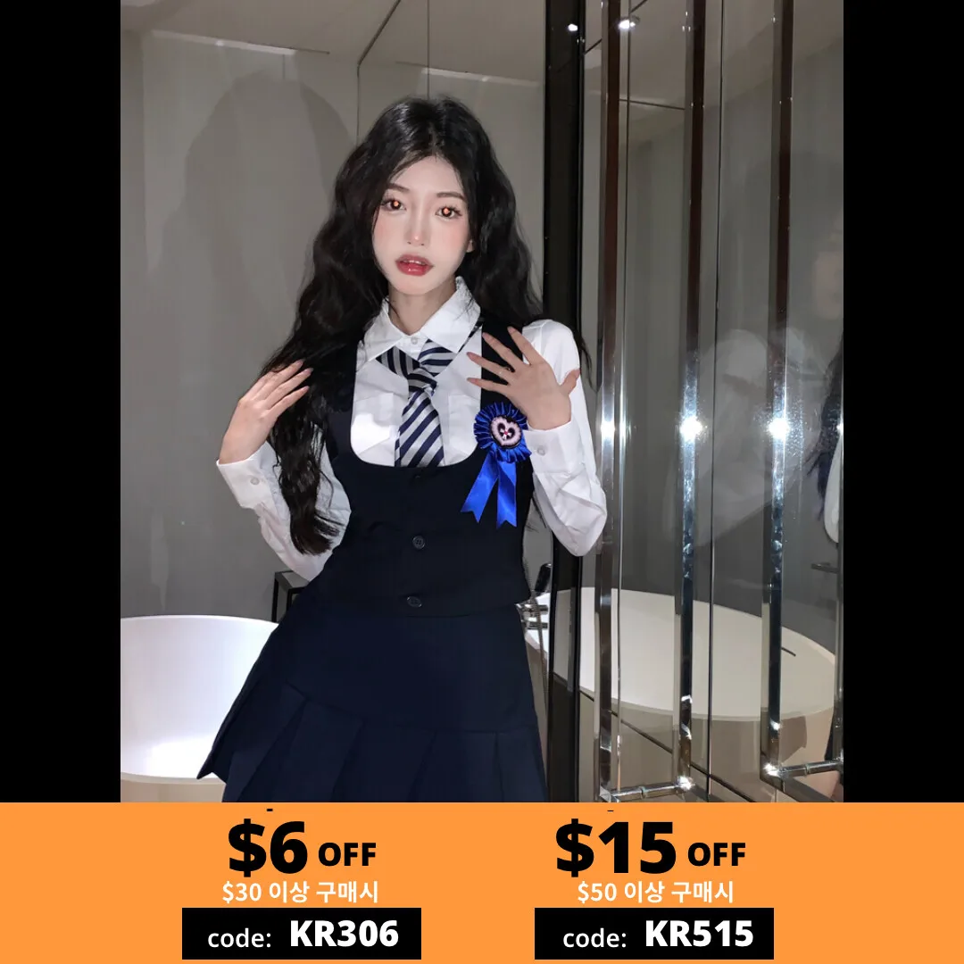 

Summer Clothing with American Vest Pleated Skirt Vintage Shirt Uniform College Style Suit British Style Japanese Style Age Reduc
