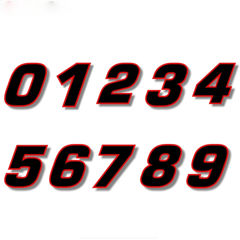 Car Sticker Black Decal Vinyl (red Outline) Font Racing Number Sticker for Car Motorcycle Racing Decals Waterproof PVC,15CM*15CM custom racing bicycle number plate with decals sticker flags vittel numbers diy customized