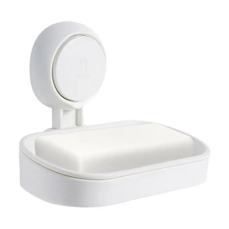

Bathroom Suction Cup Soap Dishes Plastics Holders Wall-Mounted Creative Drainage Soap Storage Double Spin Soap Racks Removable