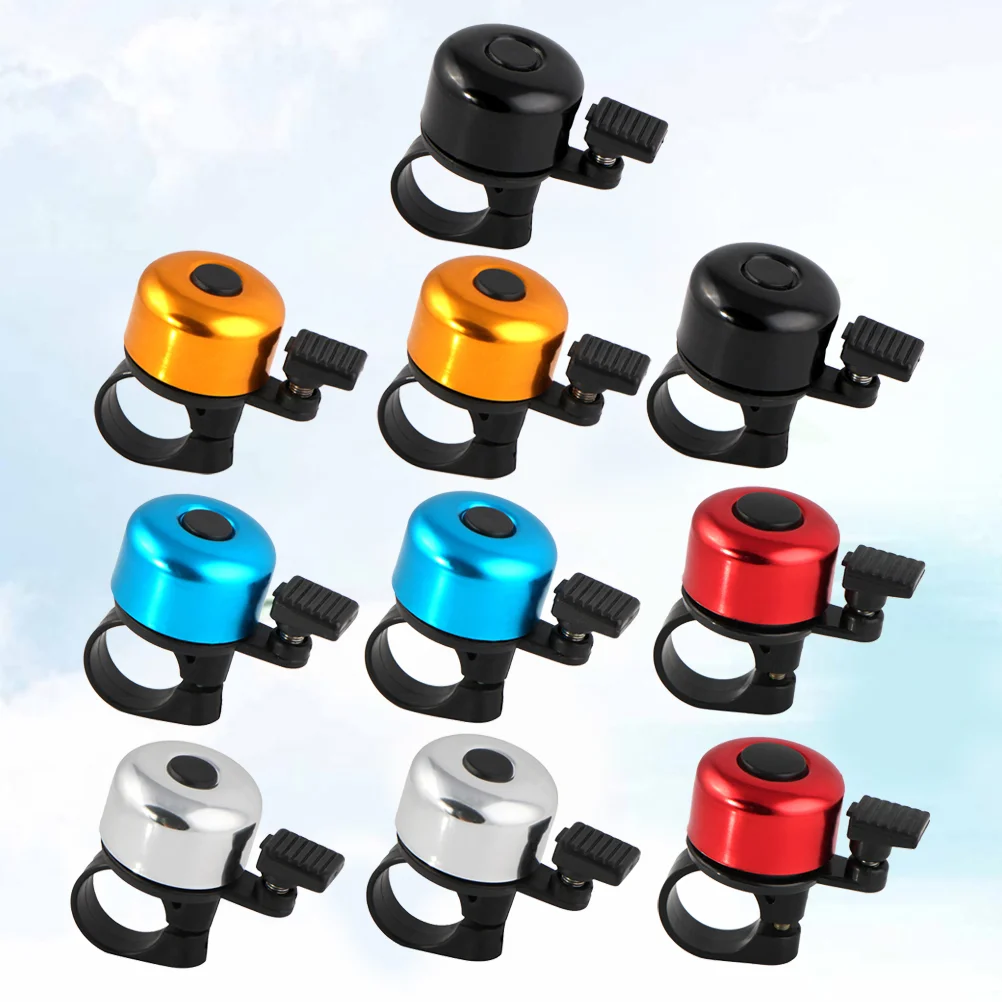 

10pcs Miniature Bike Bell Loud Bell Prcatical Melodious Road Bike Thumb Bell Accessory (Black Red Blue Golden and Silver 2pcs