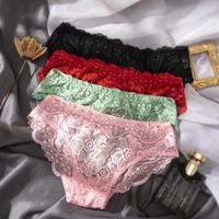 new lace perspective panties womens sexy european and american lace edge traceless breathable middle waist womens panties