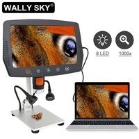 50 1000x digital microscope 9 inch lcd display 1080p hd camera led lights recording video taking photos remote control