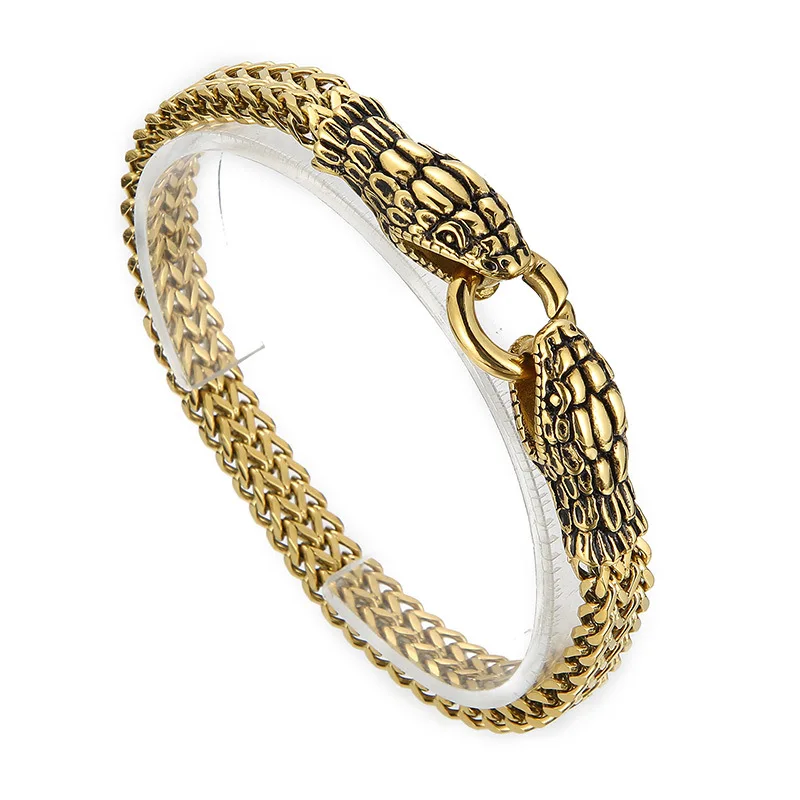 

Punk Rock Goth Men Women Gold Color Mesh Snake Chain Bracelets Vintage Stainless Steel Charm Wristband Bangle HipHop Jewelry