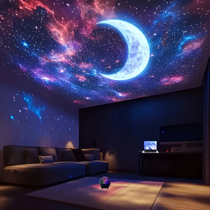 

Проекционный ночник со звездой и луной, сказочный свет для спальни, светодиодный светильник для синхронизации музыки, меняющий цвет, проекционный свет