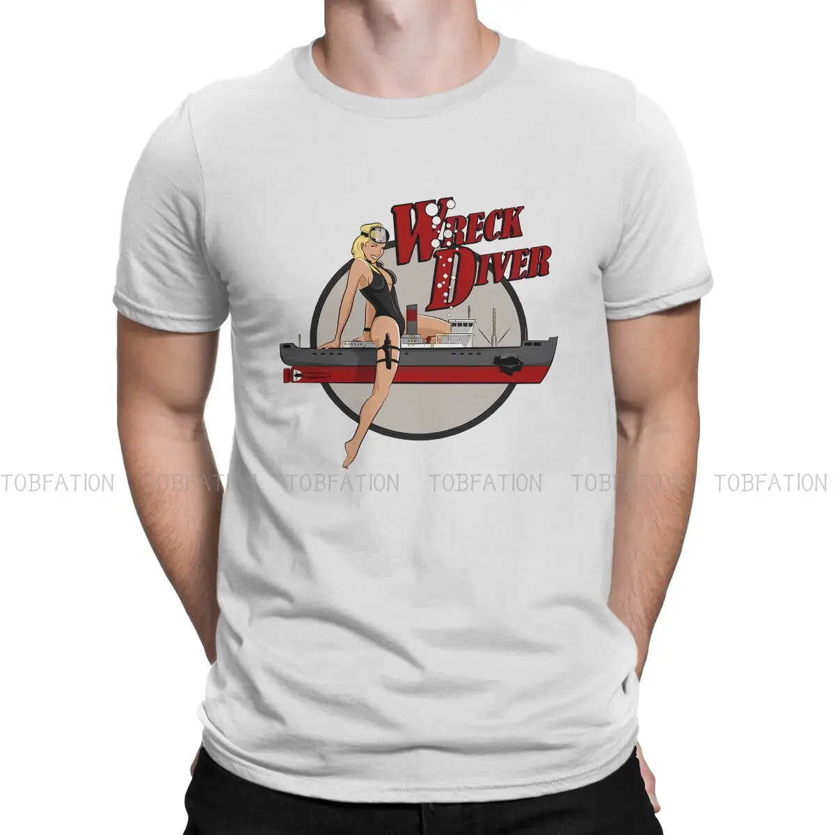 

Креативная Мужская футболка для дайвинга с аквалангом, топ с круглым вырезом из чистого хлопка, отличительный подарок на день рождения