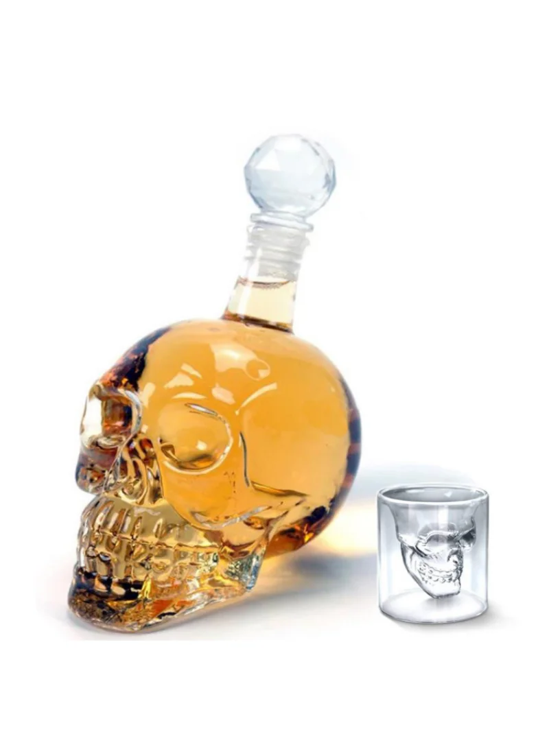 

125ML 350ML 550ML 1000ML Vodka Bottle Skull Bottles Creative Gothic Wine Vodka Decanter Glass Flagon25/75/125/250ML Wine Glass