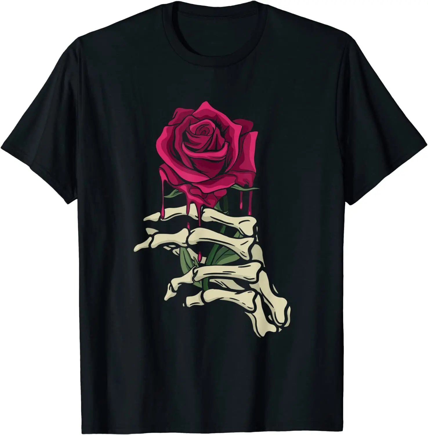 Новинка ограниченная серия футболка в эстетике скелета рука красная роза США