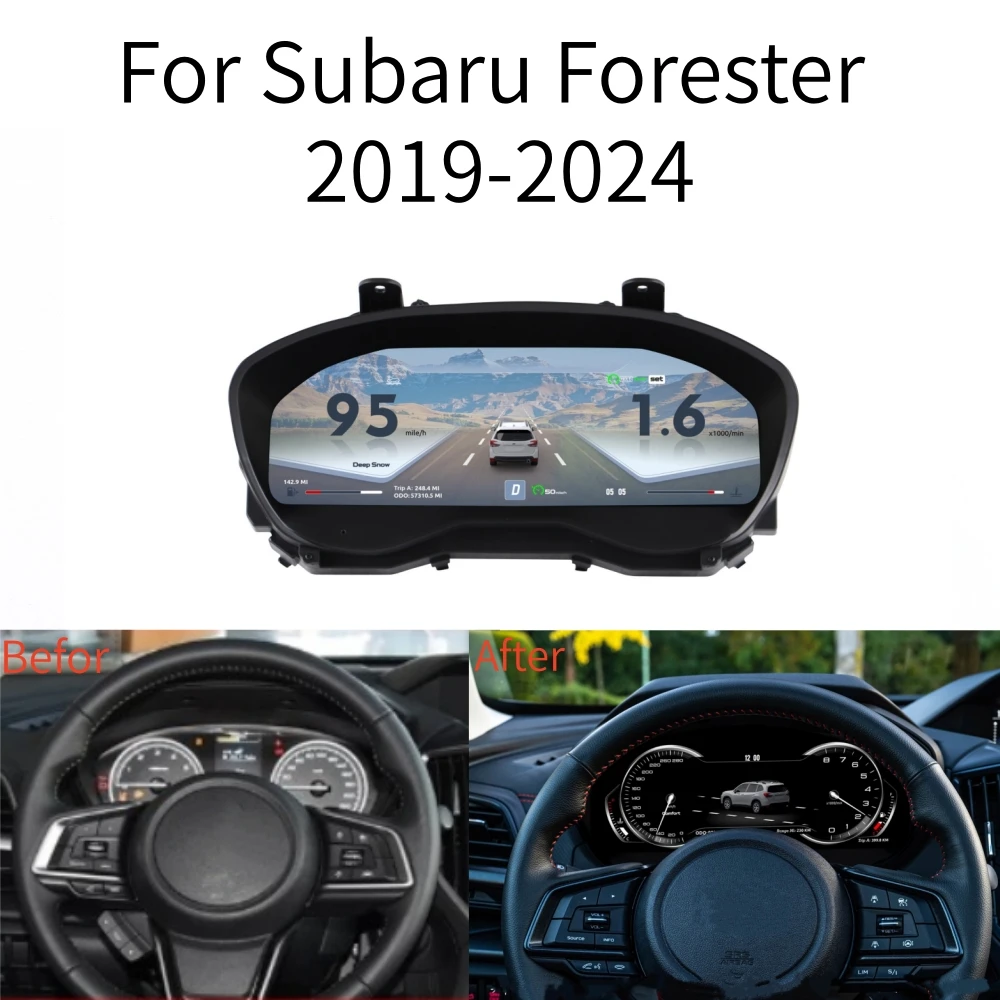 Фото Цифровая приборная панель для Subaru Forester 2019-2024: 12,3-дюймовый ЖК-дисплей, виртуальный кокпит, панель приборов с CarPlay №5