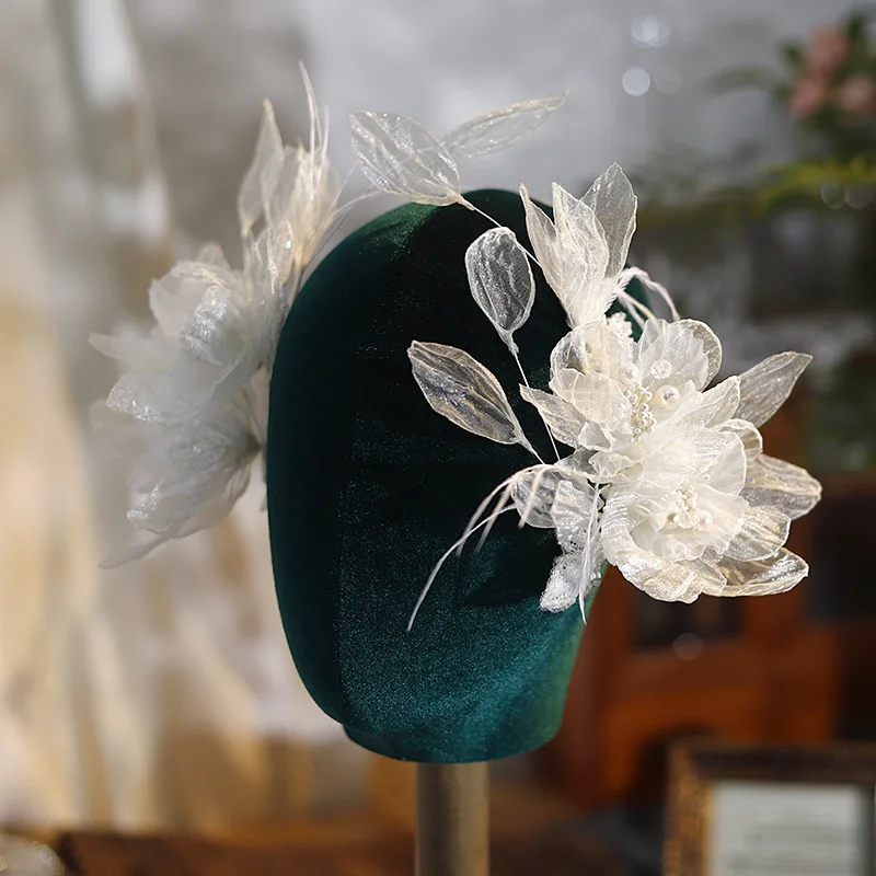 Пряжа цветок перо свадебные головные уборы лепестки пузырьки заколка для волос