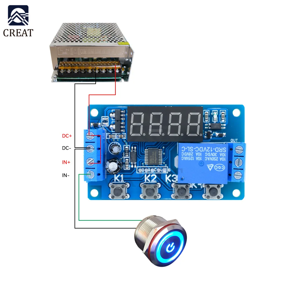 DC 12V Timer Delay Relay Digital LED Display Programmable Multi-Function Trigger Time Circuit Control Cycle Switch PLC Module |