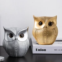 creative owl miniature sculpture decoration ornaments resin crafts nordic home living room decoration figurines for interior