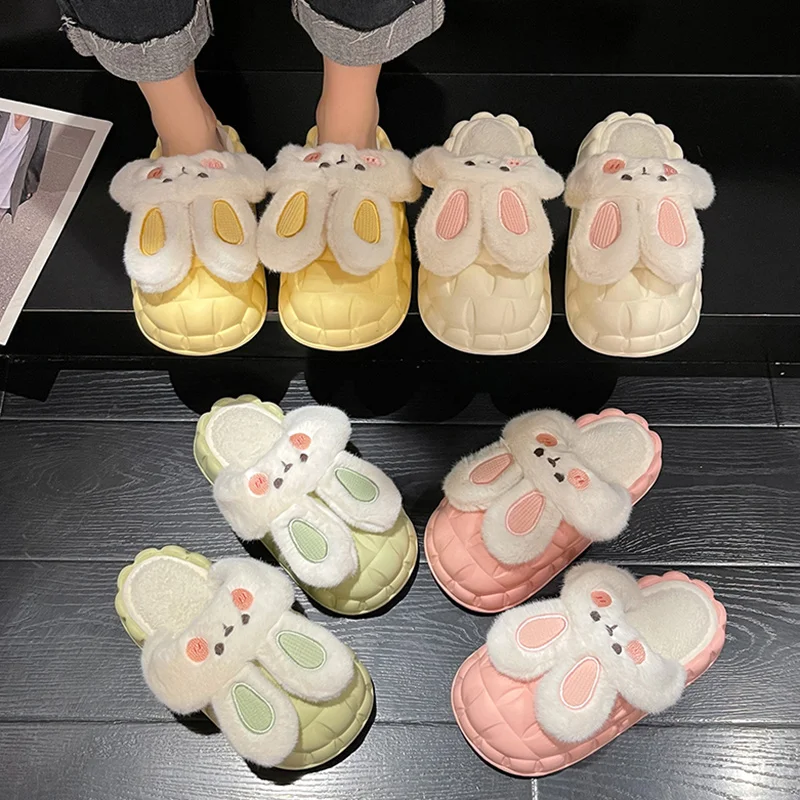 

Shoes Woman 2022 Slippers Casual Fur Flip Flops Platform Med Flock Pantofle Cover Toe Luxury Plush Flat New Slides Fabric PU Rub