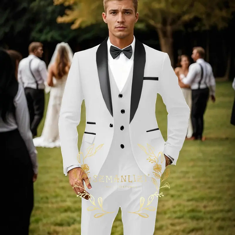 Формальные темно-зеленые мужские костюмы Slim Fit из 3-х предметов смокинг жениха с шалью и лацканами Блейзер Брюки Комплект свадебных женихов Выпускной Мужская мужская одежда (art.: 3920d16e2c4df) - 3920d16e2c4df